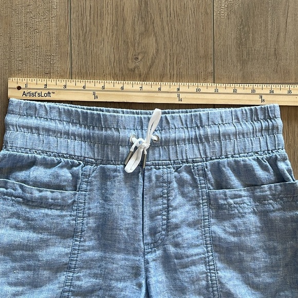 Athleta 100% Linen Cabo Shorts Pockets Pull On 4” Shorts Sz 2 Heathered Blue EUC - Picture 8 of 11